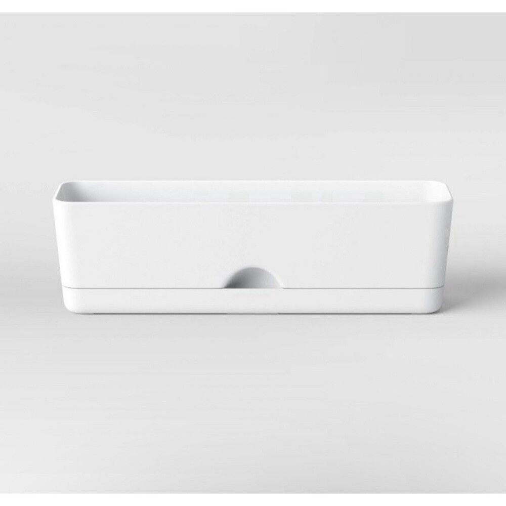 Self-Watering Window Rectangular Indoor Outdoor Planter Box White 16”x4.5”
